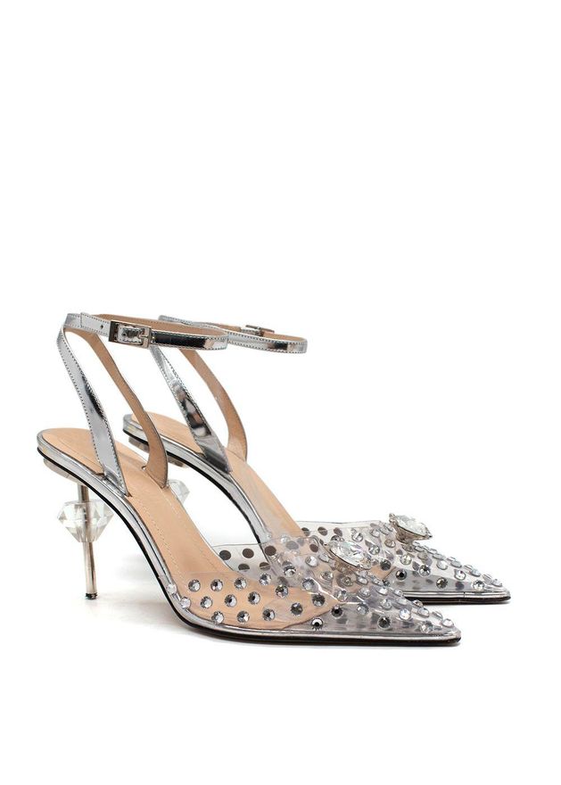 Perspex Crystal-Embellished Stiletto Pumps Size 36
