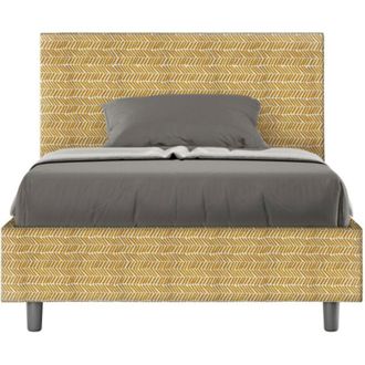 ITYhome Letto una piazza e mezza rivestito in Tessuto Aragona - adele - Colore: Giallo - Dimensione Rete: 120x200 - Tipologia Letto: Con Rete
