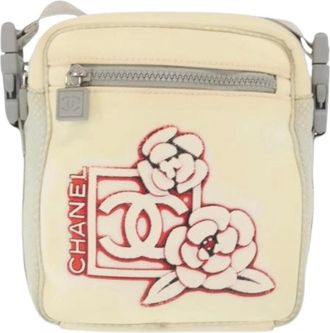 Chanel Pre-owned Cross Body Bags, female, White, Size: ONE SIZE Pre-owned Nylon Cross Body Bag