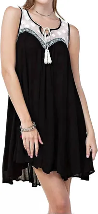 Greek Archaic Kori Mesh Embroidered Dress In Black