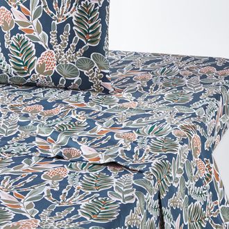 La Redoute Interieurs Plat laken in perkalkatoen, Aquajungle