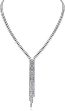 Kenneth Jay Lane Cubic Zirconia Fringe Necklace in Rhodium Plated at Nordstrom