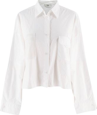 Fendi White Cropped Shirt With Mesh Pocket Size S