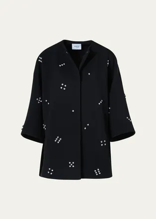 Akris Diamond Dice Dot Wool Car Coat