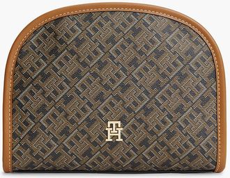 Tommy Hilfiger Womens Allover Monogram Print Toiletry Bag - Black Mix