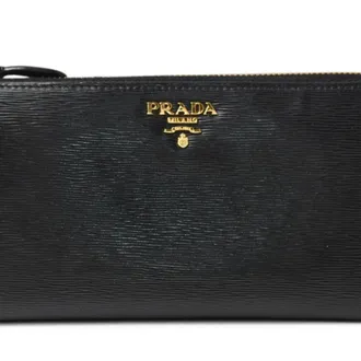 Prada Black Vitello Move Leather Coin Purse/Coin Case (Pre-Owned)