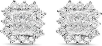 Diana M. Jewels 14kt white gold 15cts lab grown Radiant Cut Diamond Halo Earrings