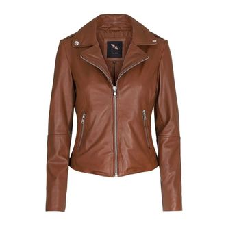 BTF-CPH Jacket With Straight Big Zippe Skind 10576 - Dames - Leren en Su&egrave;de Jassen - Bruin - S - Leer - Jassen