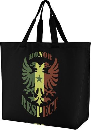 Generic Respect Senegal Flag Reusable Shopping Bags One Shoulder Grocery Tote Bag Waterproof Big Purse for Work Travel