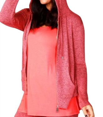 French Kyss Melange Zip Hoodie In Coral
