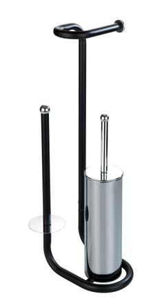 WENKO Portarollo De Papel Higi&eacute;nico Con Cepillo Wc Negro Elegante