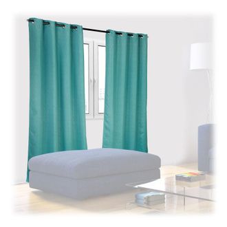 Relaxdays Set De 6 Cortinas Opacas Y Oscuras, Sobrecortinas Para Control De Luz Estampadas, Oscurecedoras, 245x135cm, Turquesa