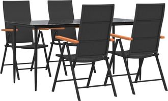 vidaXL Vidaxl - Juego Comedor De Jard&iacute;n 5 Piezas Rat&aacute;n Sint&eacute;tico Negro Y Marr&oacute;n