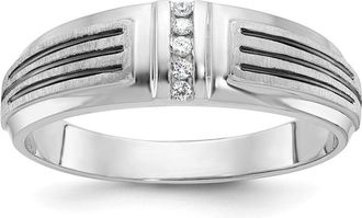 Diamond2Deal 14k White Gold Lab Grown Diamond 5-Stone Band Ring 0.05Ct Clarity- VS Color- G-H