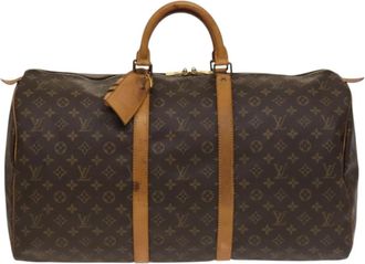 Louis Vuitton Keepall 55 Brown Canvas, Leather Travel Bag (Pre-Owned)