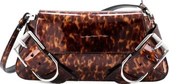 Givenchy Borsa a spalla Voyou in pelle verniciata con stampa - Marrone