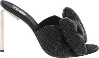 Off-white Black Slip-on Bow Heels