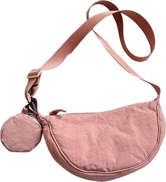 Generic Compact Satchel, Quilted fabric container, Secure zipper closure, Everyday running walking, Portable body cross pack, Small hobo shape handbag, Fashio