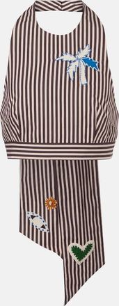 Alemais Al&eacute;mais Top cropped Sirocco in cotone a righe con ricamo