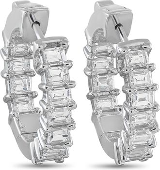 Luxury Bazaar 18K White Gold 2.10ct Diamond Hoop Earrings AER-18113-5