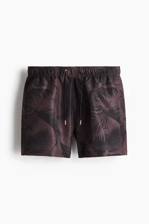 H&M Gemusterte Badeshorts - Auberginenlila/Palmenbl&auml;tter