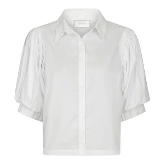 Neo Noir Overhemden, Dames, Wit, M, Katoen, Etta Poplin Shirt