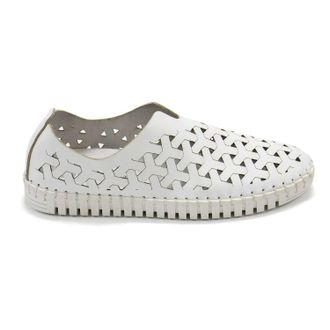 Eric Michael Womens Inez Leather Slip-On Flat Comfort Shoes In White