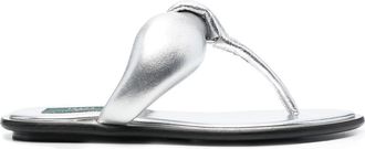 Pucci metallic-effect thong sandals - women - Goat Skin/Calf Leather/Calf Leather - 35 - Silver