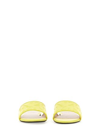 N&deg;21 Logo-Embroidered Lambskin Slide Sandal - Yellow