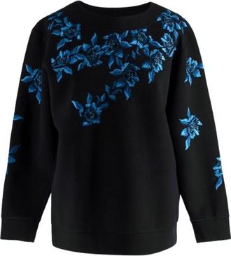 Ermanno Scervino Blue Floral Embroidered Sweatshirt Size XS