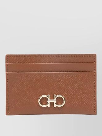 Ferragamo hammered leather cardholder featuring gancini detail