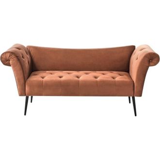 Beliani Beliani - Chaise Longue De Terciopelo Acolchado Capiton&eacute; Marr&oacute;n Dorado Nantilly