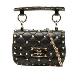 Valentino Pre-owned Rockstud Spike Satchel - Dames - Pre-owned - Zwart - Maat: ONE Size Leer