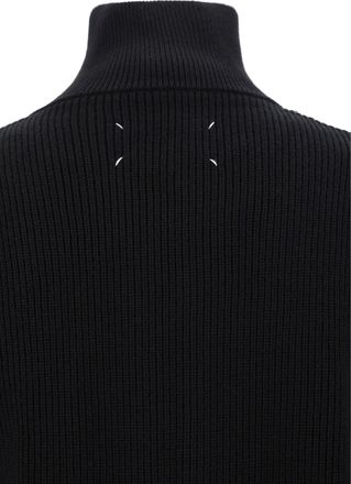 Maison Margiela Mens Cotton Zip-Up Sweater Black General Wool (ovis Aries)