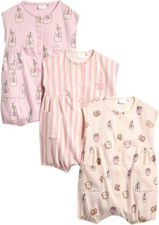 Next 3-Pack Milk Club Rompers in Pink at Nordstrom, Size 9-12M