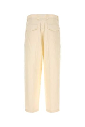 Jil Sander Mens Ivory Cotton Pant Cream Pantaloni