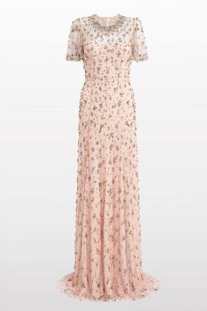Jenny Packham Ambiance Beaded Maxi Dress in Sugar at Nordstrom, Size 14 Uk