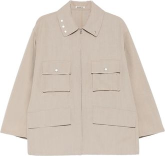 Auralee Wool Max Canvas Blouson - Heren - Zomerjassen - Beige - XL - Wol - Jassen