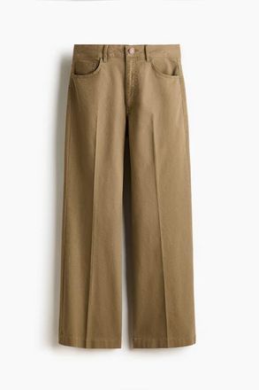 H&M Bootcut Cotton Canvas Trousers in Khaki Green at Nordstrom, Size 20