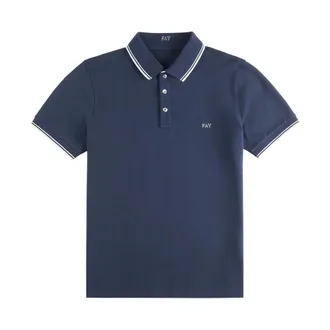 Fay Polo Shirts, male, Blue, Size: 2XL Slim Fit Short Sleeve Polo Shirt