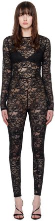 Fleur du Mal Black Floral Catsuit