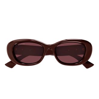 Gucci Round Sunglasses - female - Gucci - Sunglasses - Red - 53 MM - Accessories