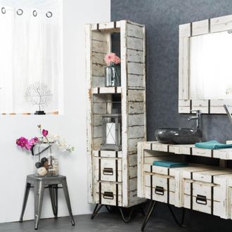 Wanda Collection Wanda Collection - Columna De Mindi Para Cuarto De Ba&ntilde;o Loft 190 Blanco