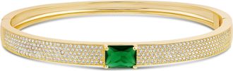 SHYMI Pav&eacute; Bangle with Center Stone -.925 Sterling Silver, 14K Gold-Plated, Rhodium Plated Cubic Zirconia, Extender, Day to Night