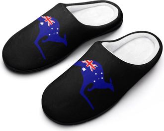 Generic Australian Flag Mens Soft Cotton Slippers with Memory Foam Anti-skid House Shoes for Travel Indoor Outdoor