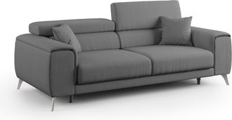 Divani.Store Fusion Sof&aacute; Con Asientos Deslizantes En Tela Suave Antimanchas 215 Cm Antracita