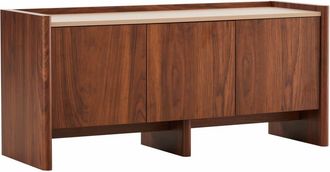 Oviala Mueble TV minimalista rectangular L120 cm madera oscura