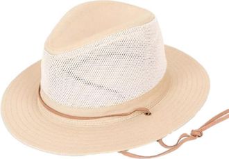 Hawkins Mens Sun Hat Traditional Safari Breathable Mesh Aussie Lightweight Wide Brim (UK, Alpha, M, Beige)