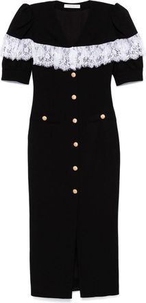 Alessandra Rich Lace Trim Midi Dress - Womens - Virgin Wool/Elastane/Polyamide/CuproElastanePolyamide