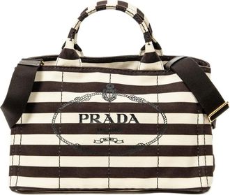 Prada Borsa tote a righe - Toni neutri